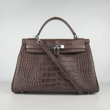 HKL32DCCSS19 Hermes 32CM caffﾨﾨ scuro Crocodile Stripe (argento)